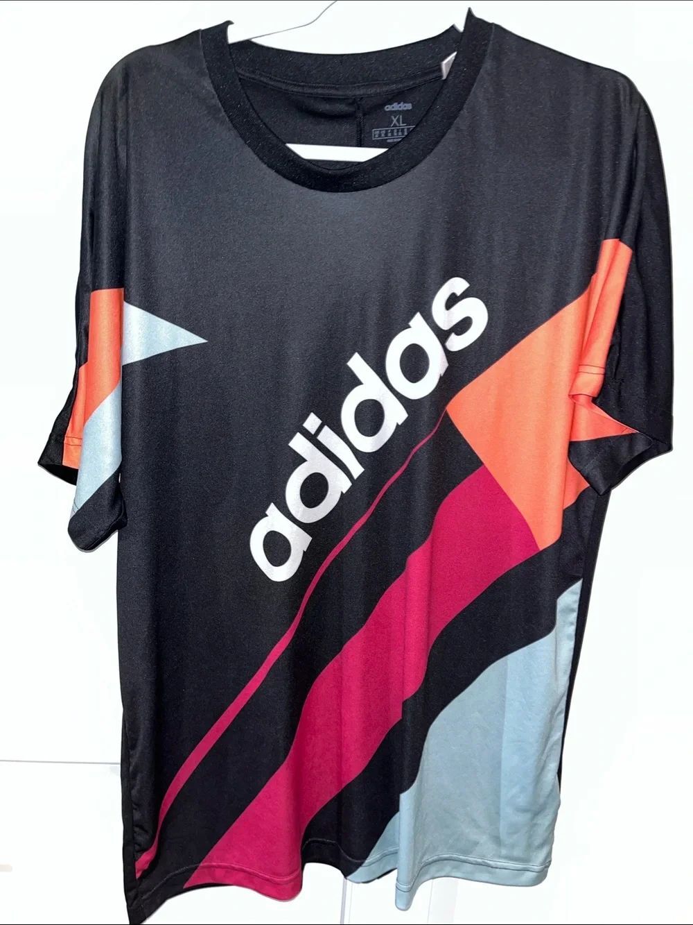 Block Print Black Geometric Colors Tennis men’s T Shirt XL Slim